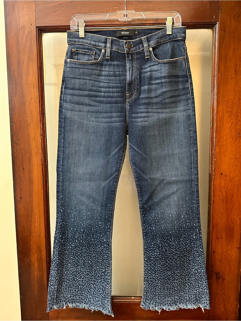Hudson Crop Flare Jeans with Speckled Hem